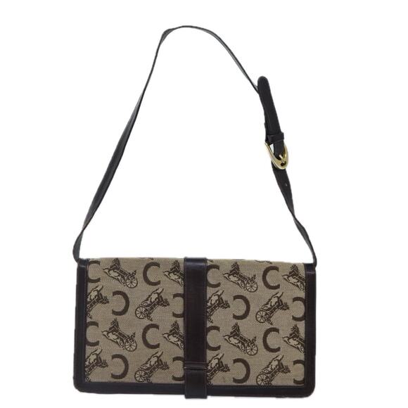 CELINE C Saluki Shoulder Bag Canvas Beige - Picture 3 of 13